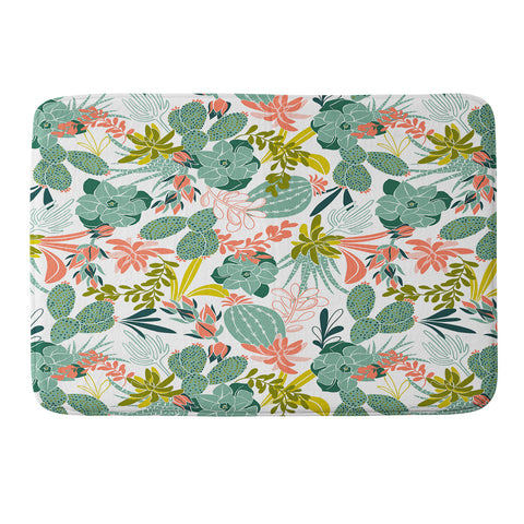 Heather Dutton Succulent Garden White Memory Foam Bath Mat