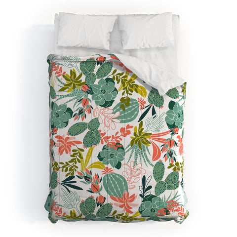 Heather Dutton Succulent Garden White Comforter