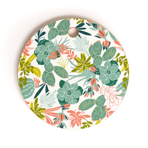 Heather Dutton Succulent Garden White Cutting Board Round