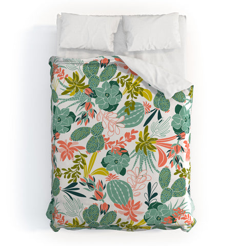 Heather Dutton Succulent Garden White Duvet Cover