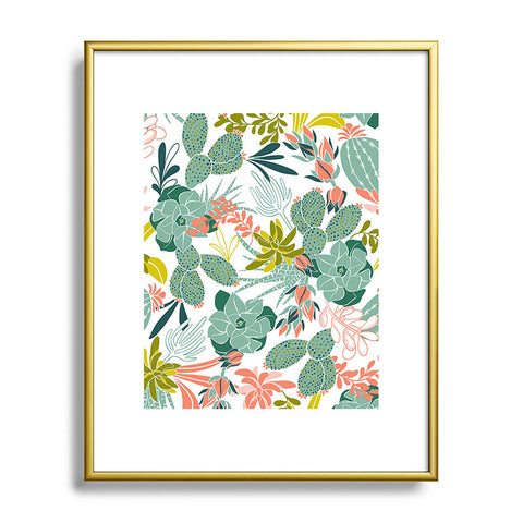 Heather Dutton Succulent Garden White Metal Framed Art Print