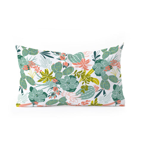 Heather Dutton Succulent Garden White Oblong Throw Pillow