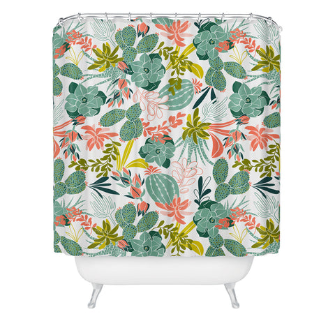 Heather Dutton Succulent Garden White Shower Curtain