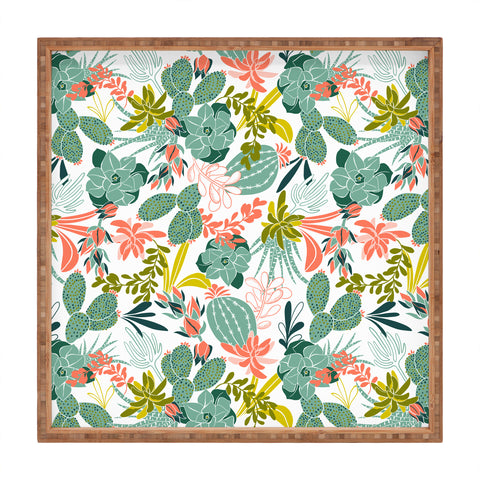 Heather Dutton Succulent Garden White Square Tray
