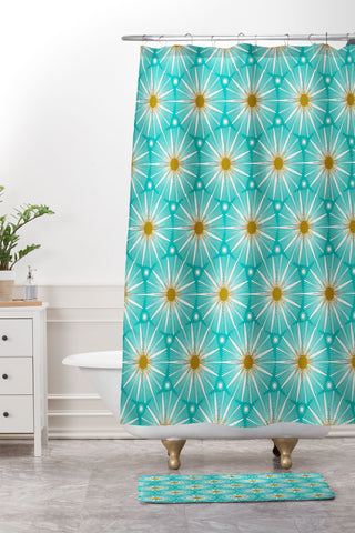 Heather Dutton Supernova Aqua Shower Curtain And Mat