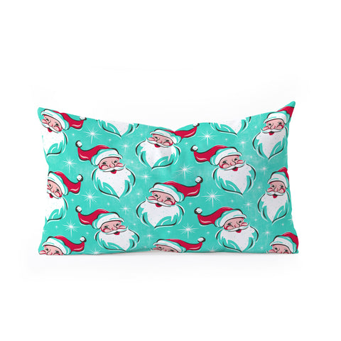 Heather Dutton Tis The Season Multi Pattern Aqua Oblong Throw Pillow