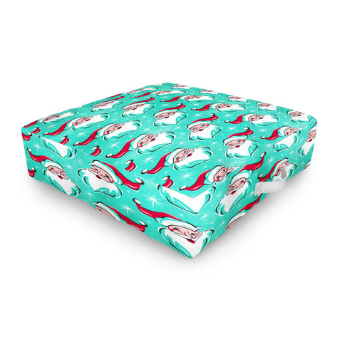 Heather Dutton Tis The Season Multi Pattern Aqua Outdoor Floor Cushion
