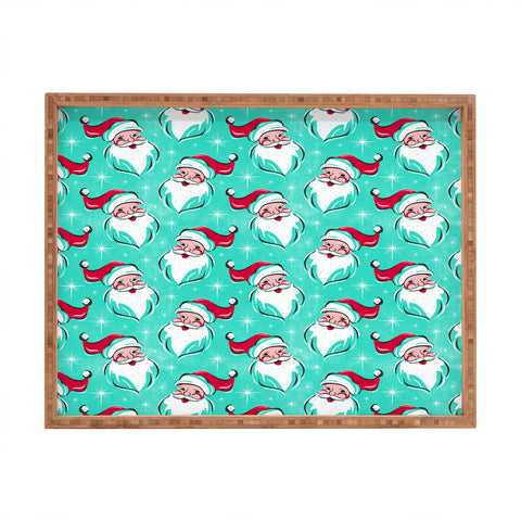Heather Dutton Tis The Season Multi Pattern Aqua Rectangular Tray