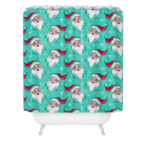 Heather Dutton Tis The Season Multi Pattern Aqua Shower Curtain