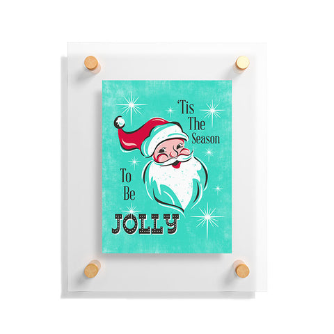 Heather Dutton Tis The Season Retro Santa Aqua Floating Acrylic Print