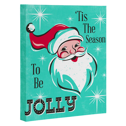 Heather Dutton Tis The Season Retro Santa Aqua Art Canvas