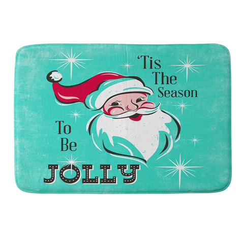 Heather Dutton Tis The Season Retro Santa Aqua Memory Foam Bath Mat