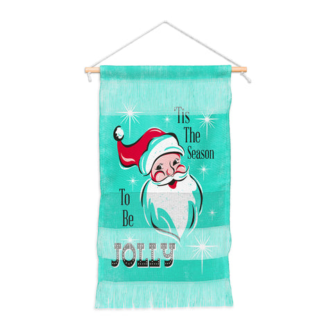 Heather Dutton Tis The Season Retro Santa Aqua Wall Hanging Portrait