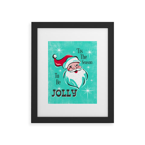 Heather Dutton Tis The Season Retro Santa Aqua Framed Art Print