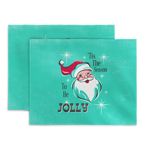 Heather Dutton Tis The Season Retro Santa Aqua Placemat