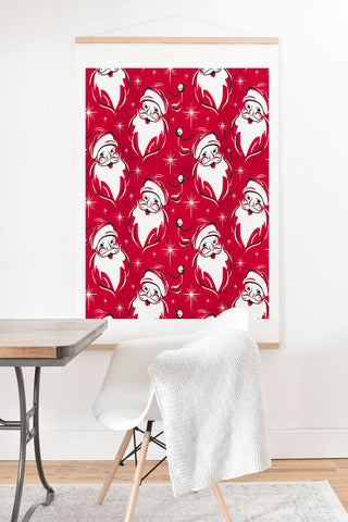 Heather Dutton Tis The Season Retro Santa Red Art Print And Hanger