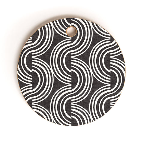 Heather Dutton Wander Black and White Cutting Board Round