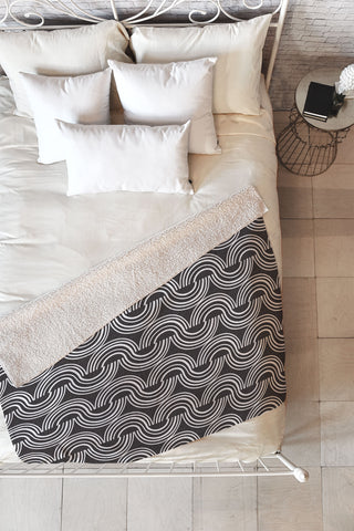 Heather Dutton Wander Black and White Fleece Throw Blanket