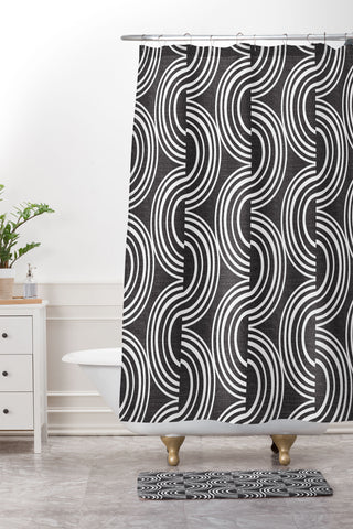 Heather Dutton Wander Black and White Shower Curtain And Mat