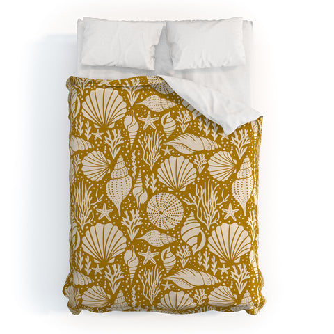 Heather Dutton Washed Ashore Gold Ivory Duvet Cover