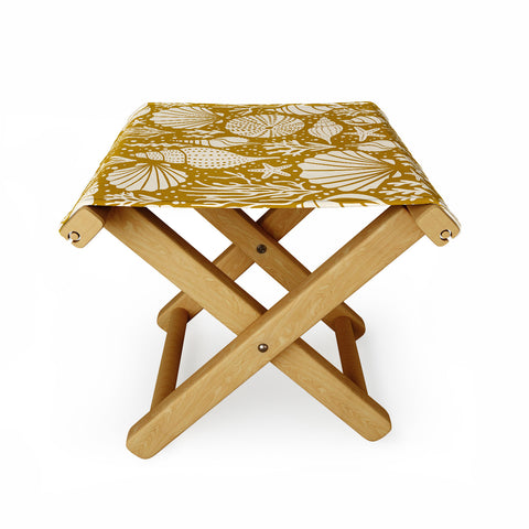 Heather Dutton Washed Ashore Gold Ivory Folding Stool