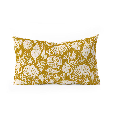 Heather Dutton Washed Ashore Gold Ivory Oblong Throw Pillow