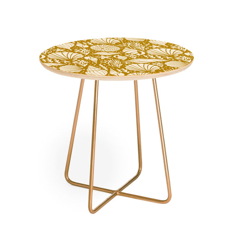 Heather Dutton Washed Ashore Gold Ivory Round Side Table