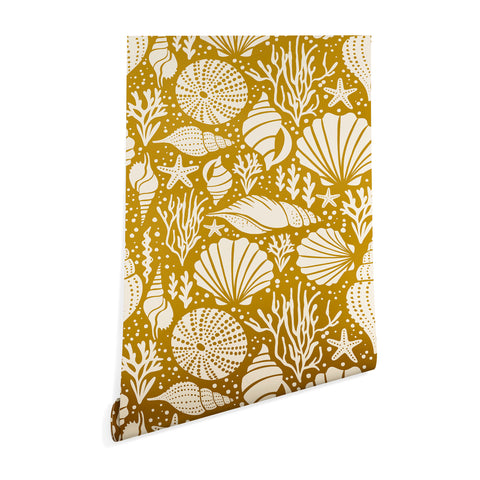 Heather Dutton Washed Ashore Gold Ivory Wallpaper