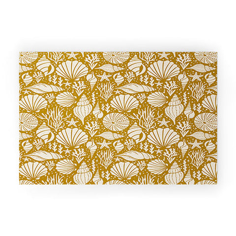 Heather Dutton Washed Ashore Gold Ivory Welcome Mat