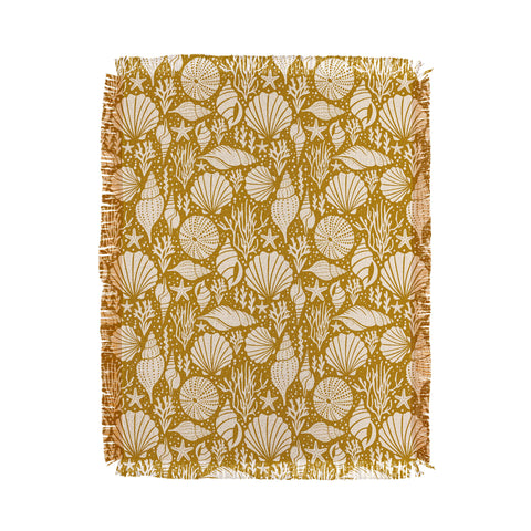 Heather Dutton Washed Ashore Gold Ivory Throw Blanket