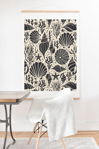 Heather Dutton Washed Ashore Ivory Charcoal Art Print And Hanger