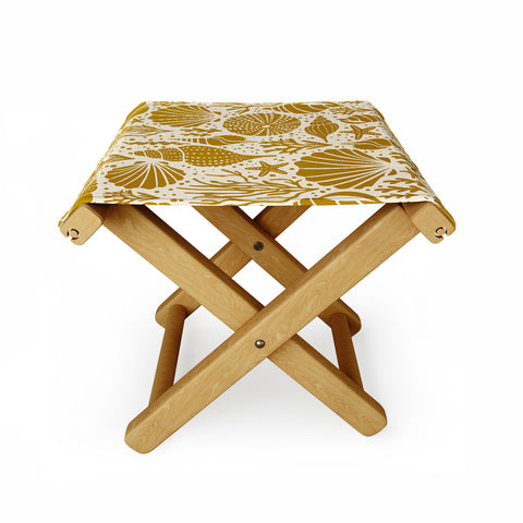 Heather Dutton Washed Ashore Ivory Gold Folding Stool