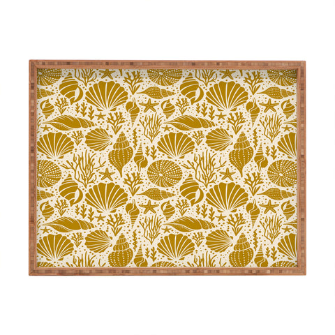 Heather Dutton Washed Ashore Ivory Gold Rectangular Tray