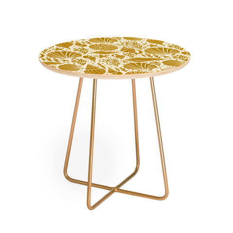 Heather Dutton Washed Ashore Ivory Gold Round Side Table