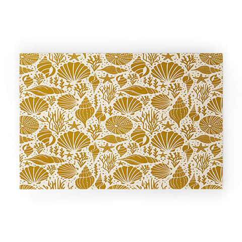 Heather Dutton Washed Ashore Ivory Gold Welcome Mat