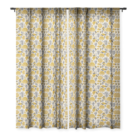 Heather Dutton Washed Ashore Ivory Multi Sheer Window Curtain