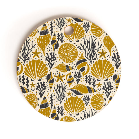 Heather Dutton Washed Ashore Ivory Multi Cutting Board Round