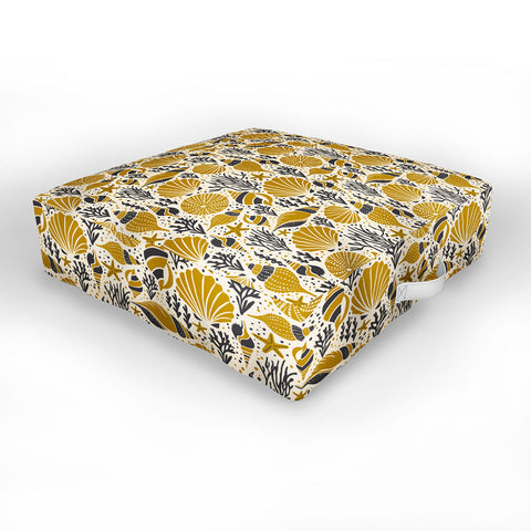 Heather Dutton Washed Ashore Ivory Multi Outdoor Floor Cushion