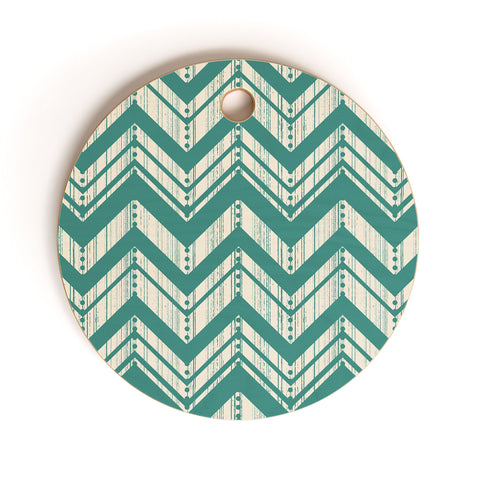 Heather Dutton Weathered Chevron Cutting Board Round