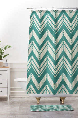 Heather Dutton Weathered Chevron Shower Curtain And Mat