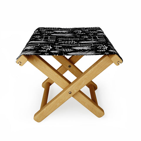 Heather Dutton Winter Wonderland Black Folding Stool