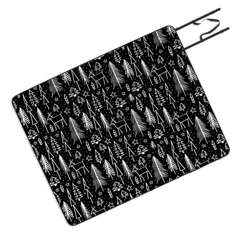 Heather Dutton Winter Wonderland Black Picnic Blanket