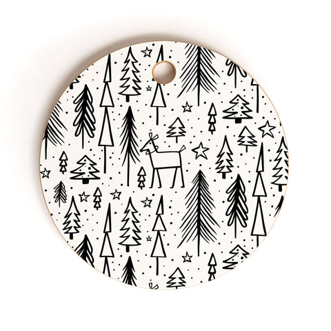 Heather Dutton Winter Wonderland White Cutting Board Round