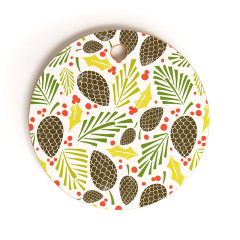 Heather Dutton Winter Woodlands White Cutting Board Round