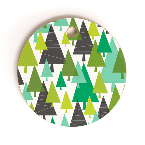 Heather Dutton Winter Woods Green Cutting Board Round