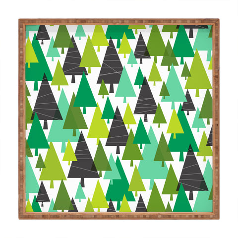Heather Dutton Winter Woods Green Square Tray