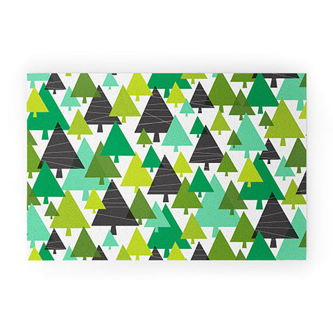 Heather Dutton Winter Woods Green Welcome Mat