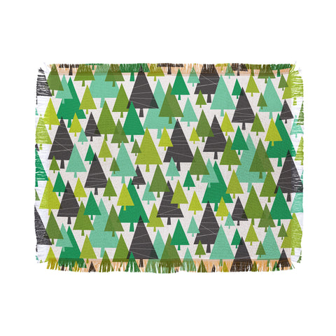 Heather Dutton Winter Woods Green Throw Blanket