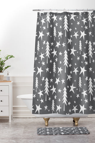 Heather Dutton Wish Upon A Star Grey Shower Curtain And Mat