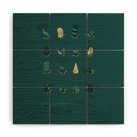 Hector Mansilla A Study of Turtles Wood Wall Mural